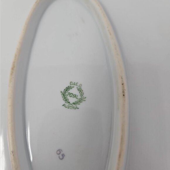 Antique Handpainted Porcelain Turkey Serving Platter Royal O & EG Austria LG 20" - Picture 3 of 7